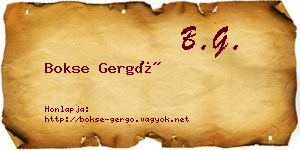 Bokse Gergő névjegykártya